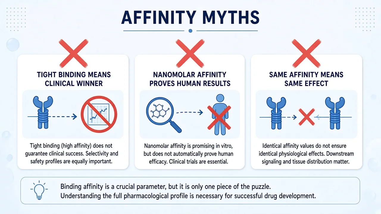 Affinity myths cards warning against overclaiming from binding numbers