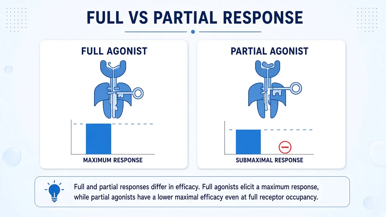 Full agonist versus partial agonist response bars at high occupancy