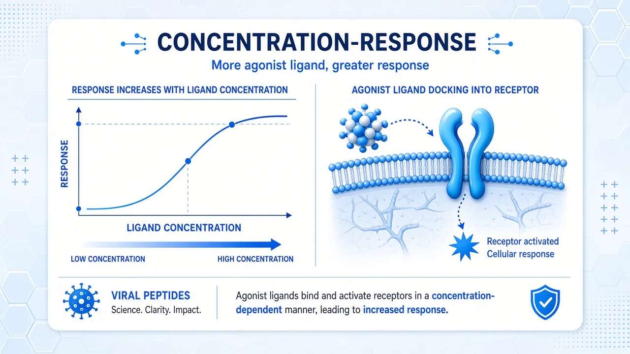 Infographic: agonist ligand activating a receptor pathway response curve