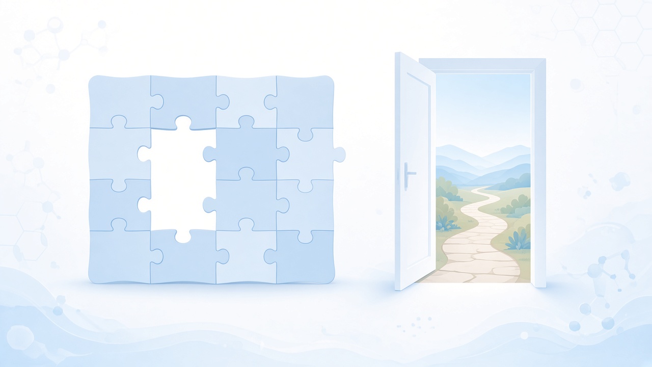 Incomplete puzzle with an empty space suggesting research gaps
