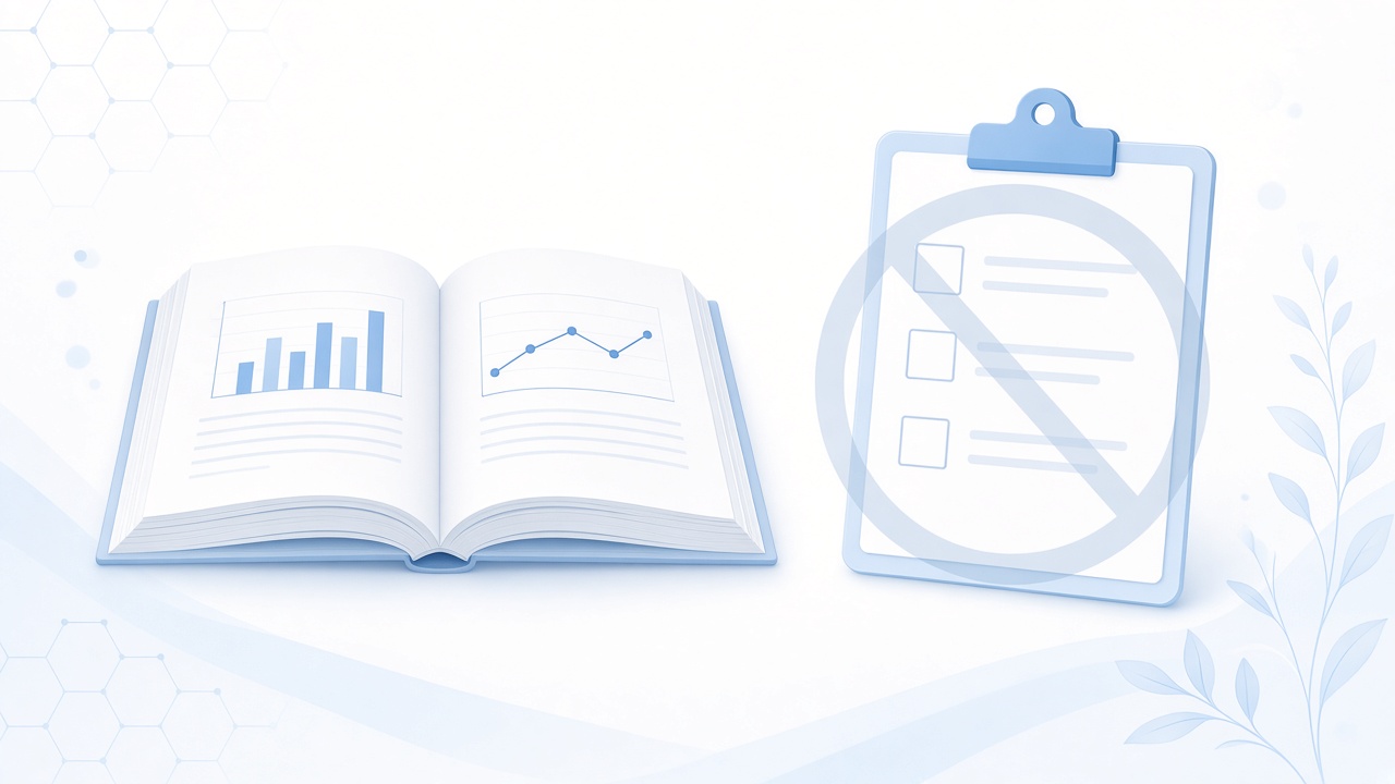 Open research book beside a soft prohibition over protocols