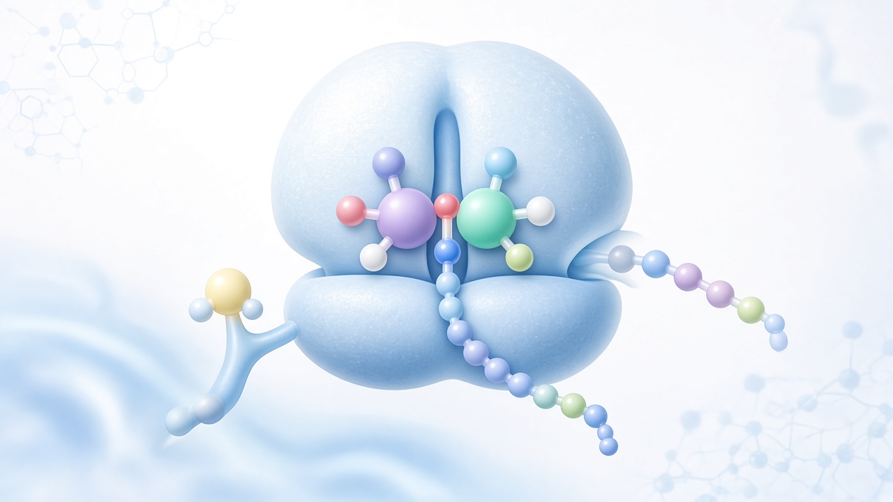 Simplified ribosome joining amino acids into a growing chain