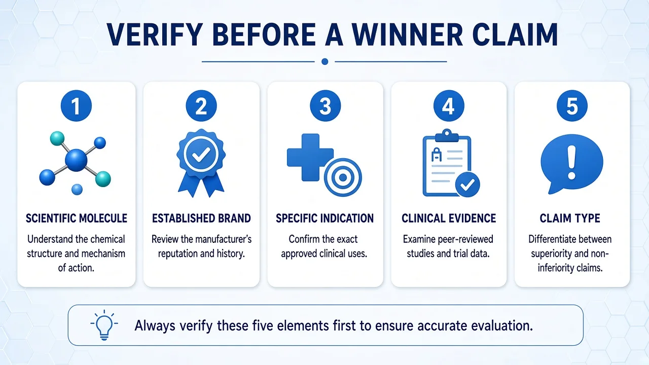 Five-step checklist for molecule brand indication population and source