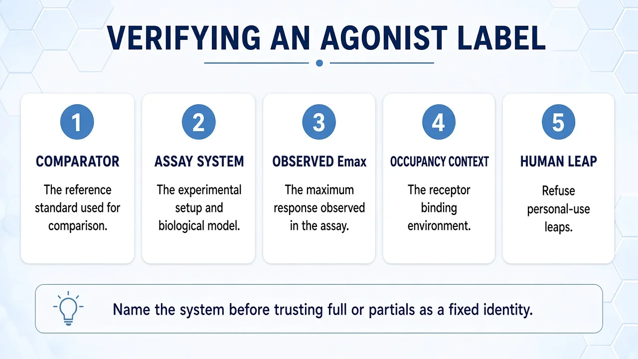 Five-step checklist for verifying full or partial agonist claims