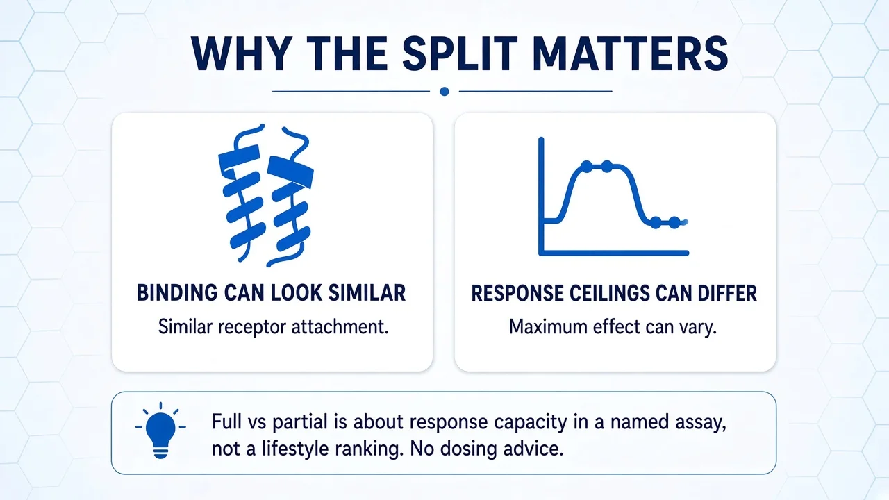 Infographic: binding can look similar while response ceilings differ