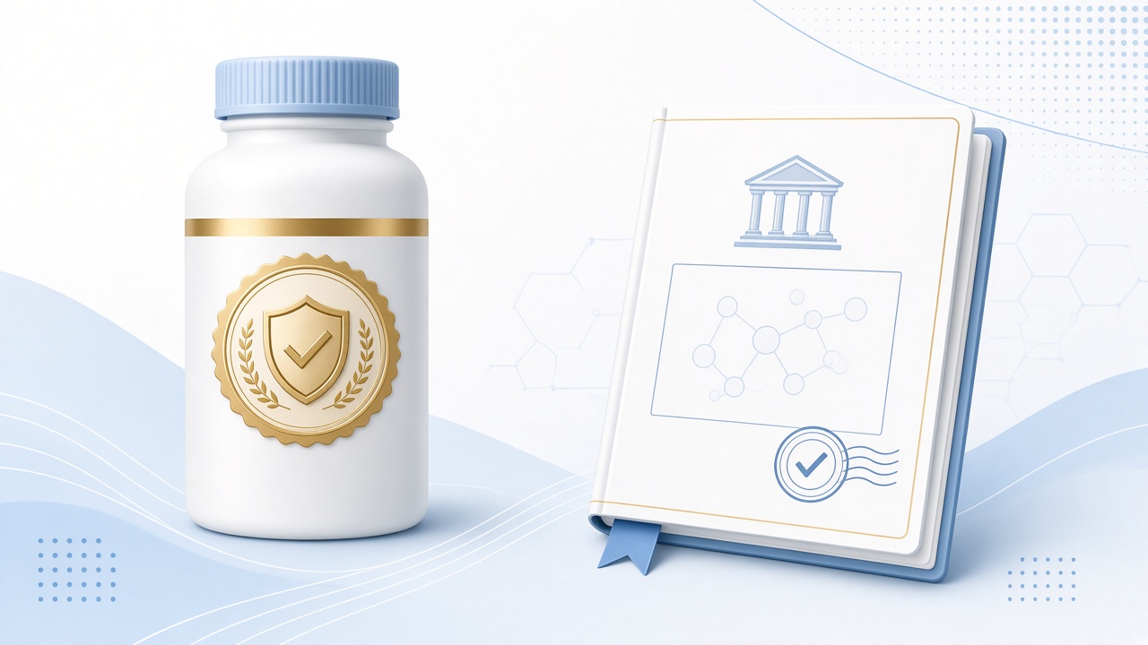 Sealed pharmaceutical bottle with formal approval seal