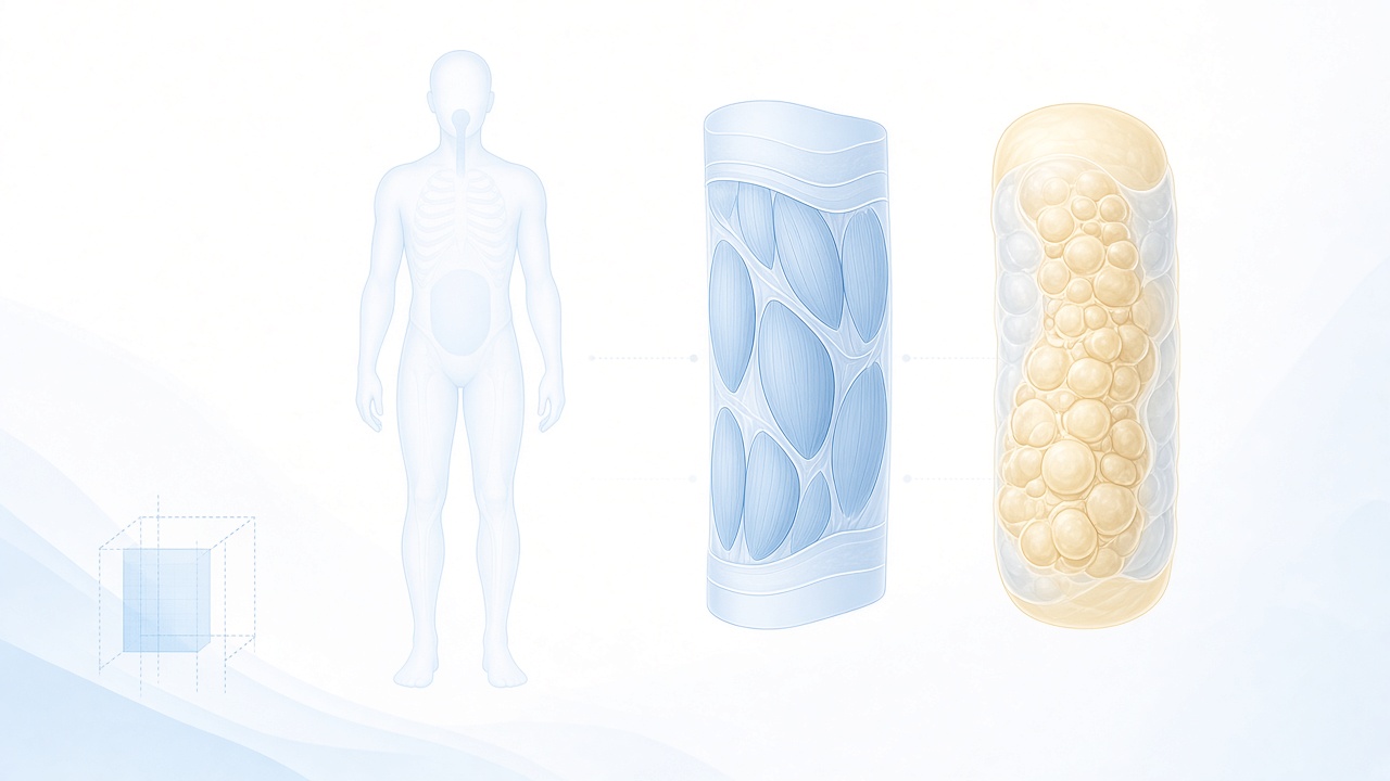 Body silhouette with lean and fat layers versus a limited measure
