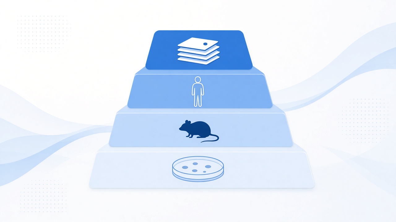 Evidence ladder from cell dish to peer-reviewed journals