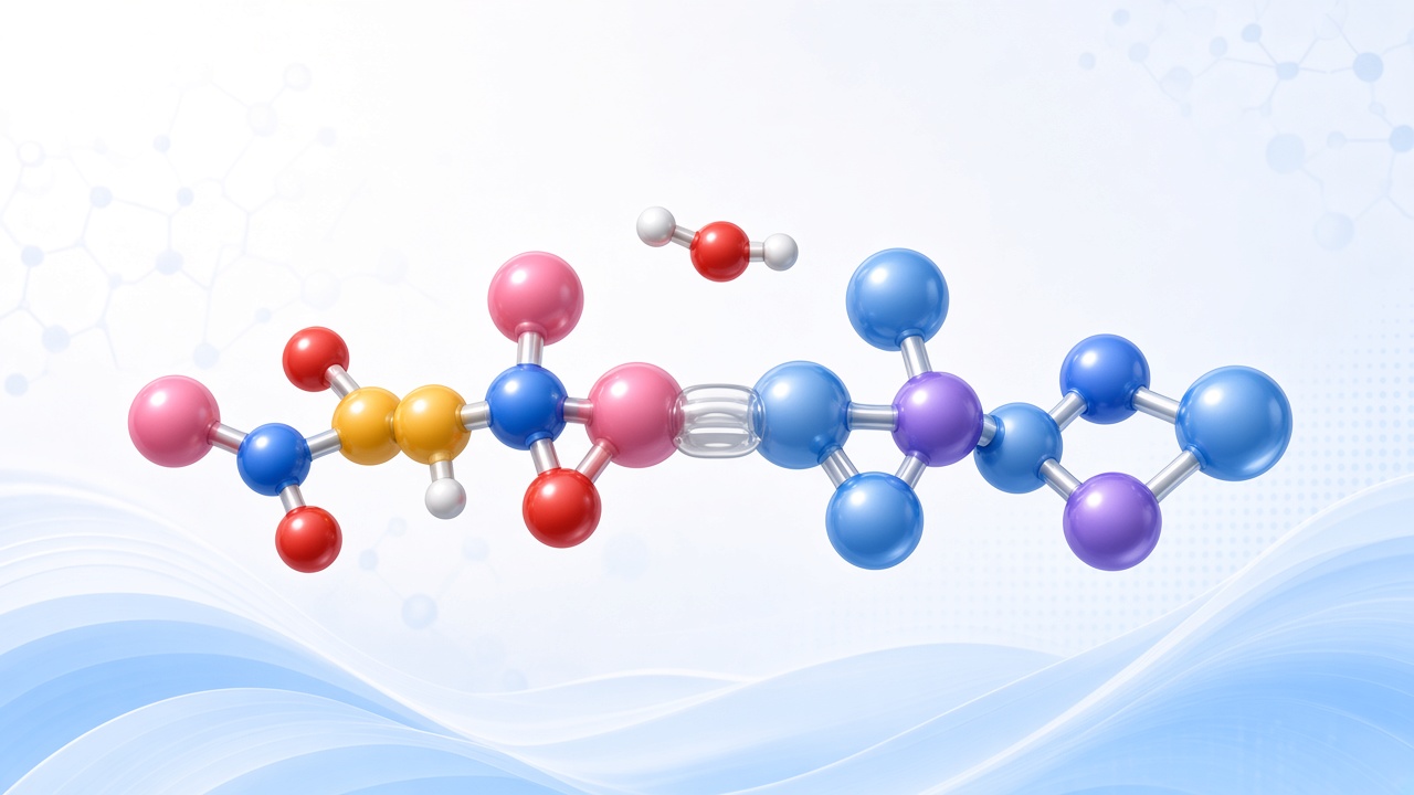 Two amino acids linking through a peptide bond with water released
