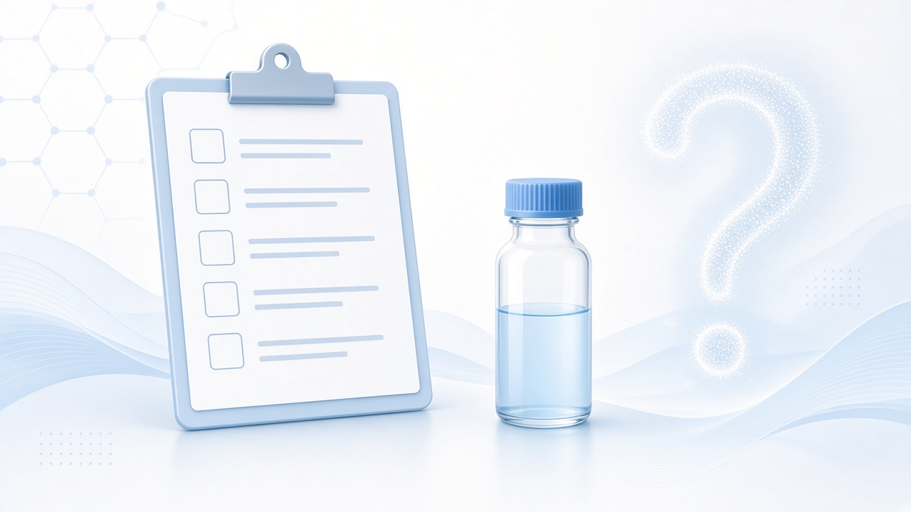Checklist and vial inviting scrutiny of RUO claims