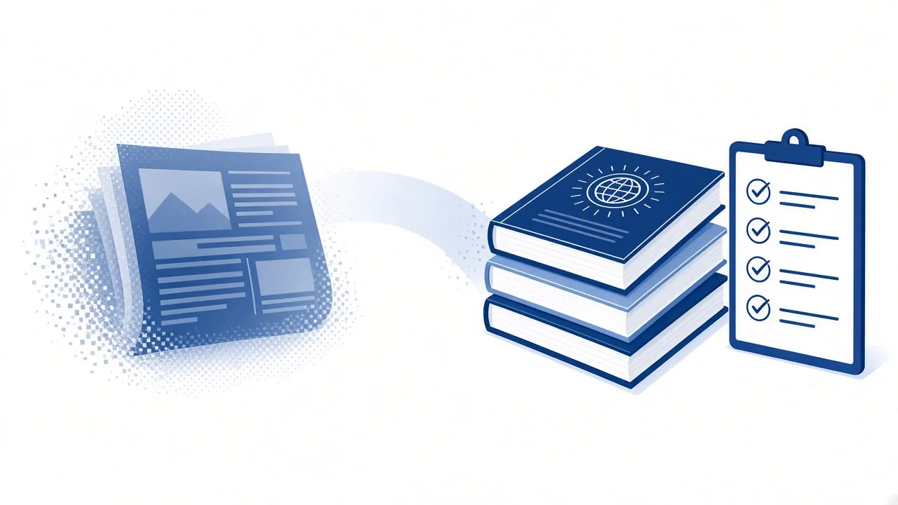 Educational illustration contrasting news headlines with peer-reviewed literature