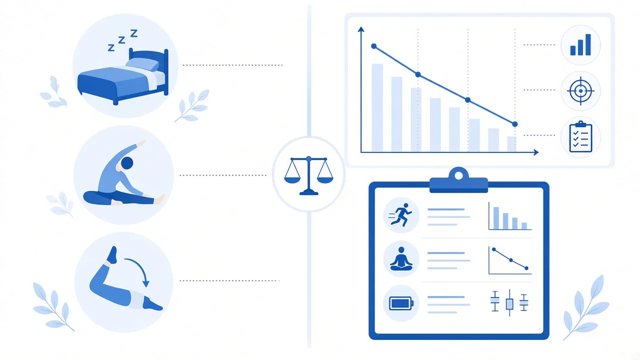 Educational illustration comparing recovery lifestyle language with measured research endpoints