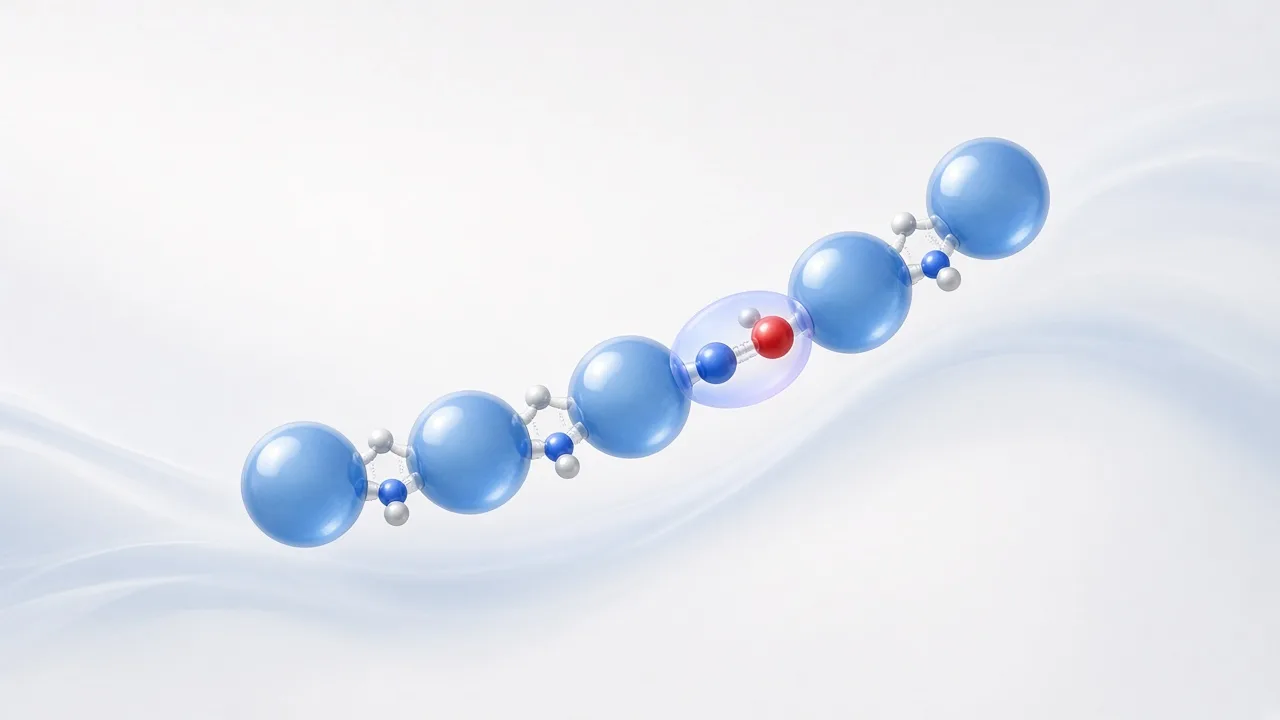 Educational illustration of a short peptide chain made from linked amino acids