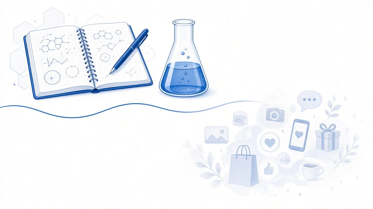 Educational illustration of research-use language boundaries versus lifestyle marketing